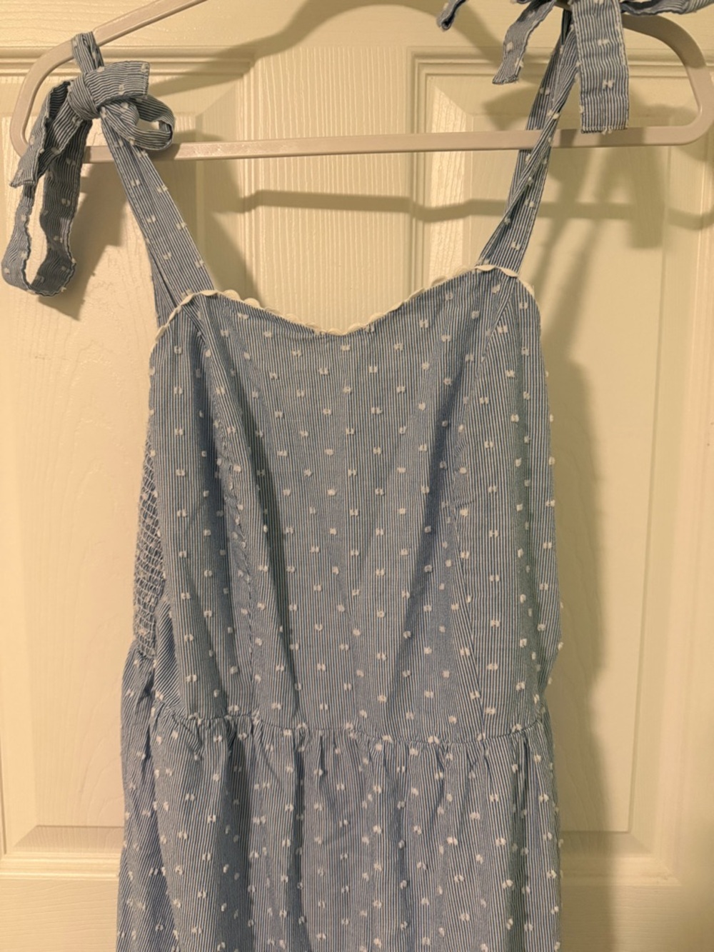 Light Blue Eyelet Tiered Maxi Dress W Tie Straps Shabby Chic Lace,Bust 31”-32” - Picture 6 of 13